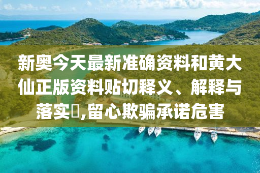 新奥今天最新准确资料和黄大仙正版资料贴切释义、解释与落实​,留心欺骗承诺危害
